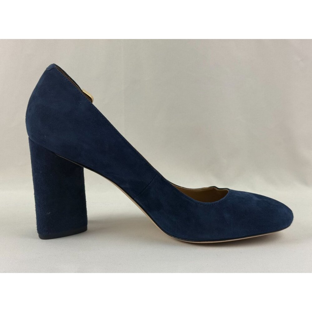 Tory Burch Elizabeth 85mm Round-Toe Pump Royal Navy Suede 9.5 US - Picture 8 of 9